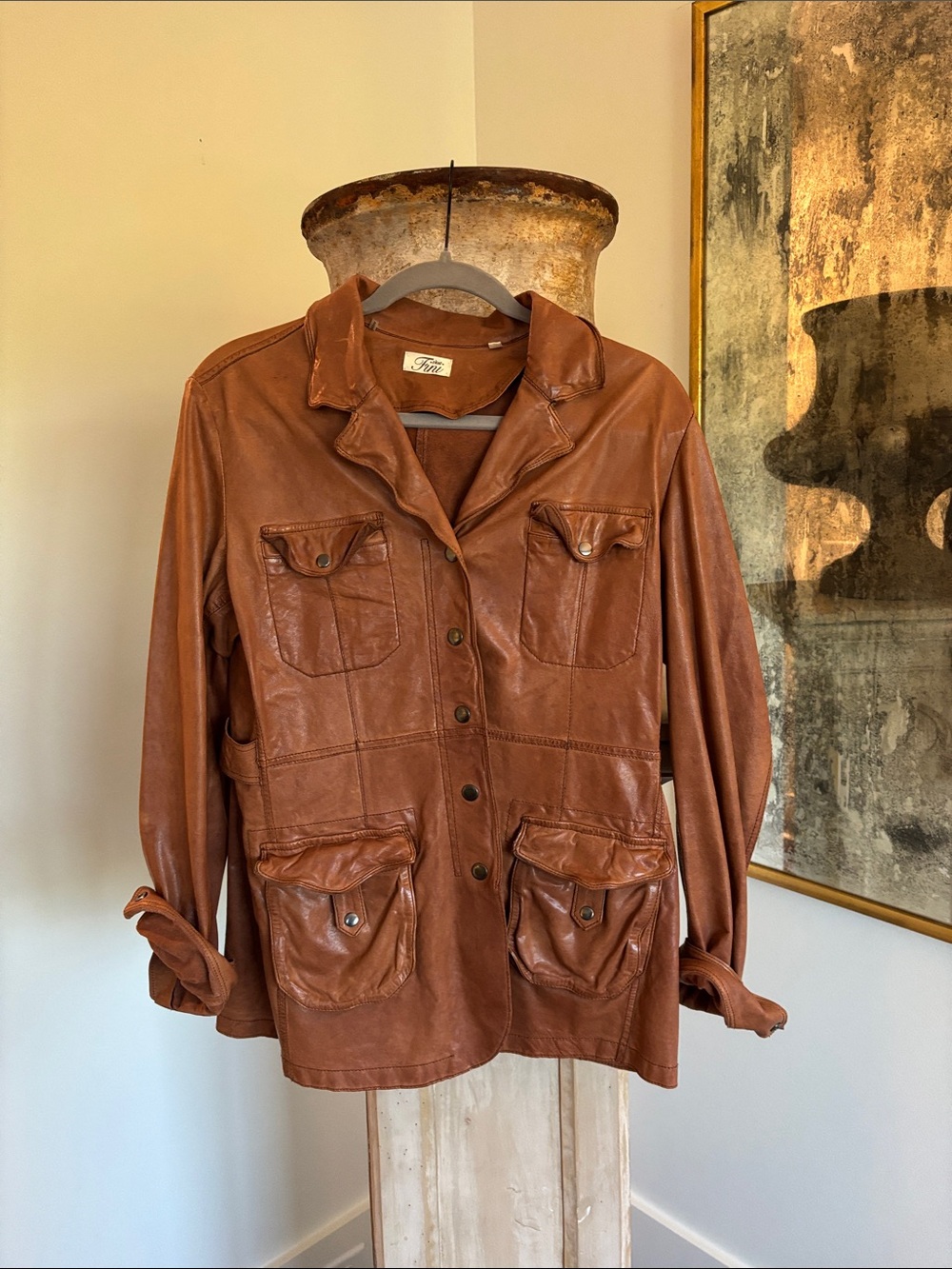 Fini Cognac Brown Leather Jacket